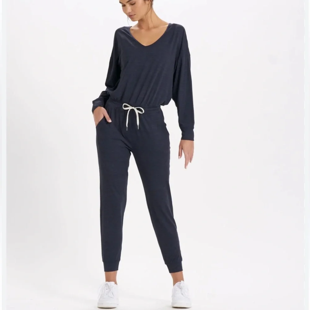 Vuori lux midnight heathered Long-Sleeve Jumpsuit with Drawstring - Picture 3 of 9